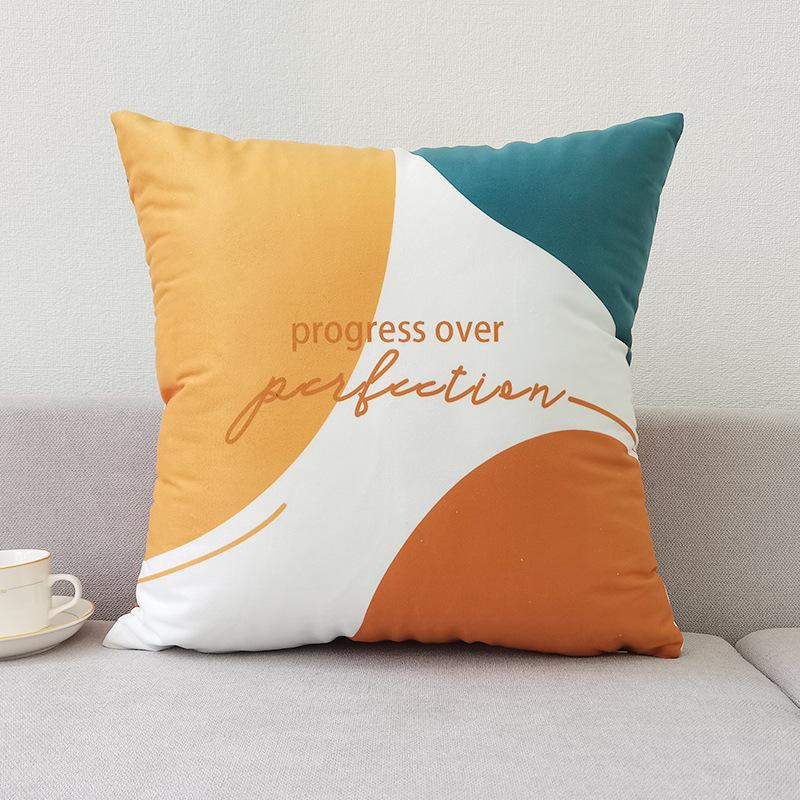 Nordic Ins Style Pillow Cover Brown Modern Simple Sofa Cushion Cover Short Plush Car Cushion Cover Coreless