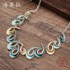 New Color-coated Geometric Hook Jade Necklace, Fashionable and High-end Women's Geometric Hollow Versatile Necklace