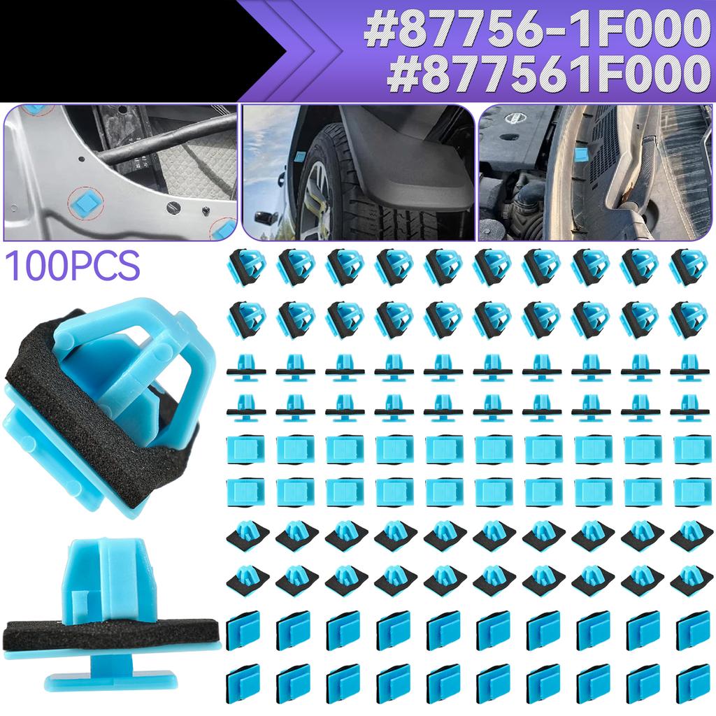 100Pcs Side Rocker Panel Retainer Moulding Door Trim Clips Fastener Fit for Hyundai Santa Fe Kia Sportage 877561F000 87756-1F000