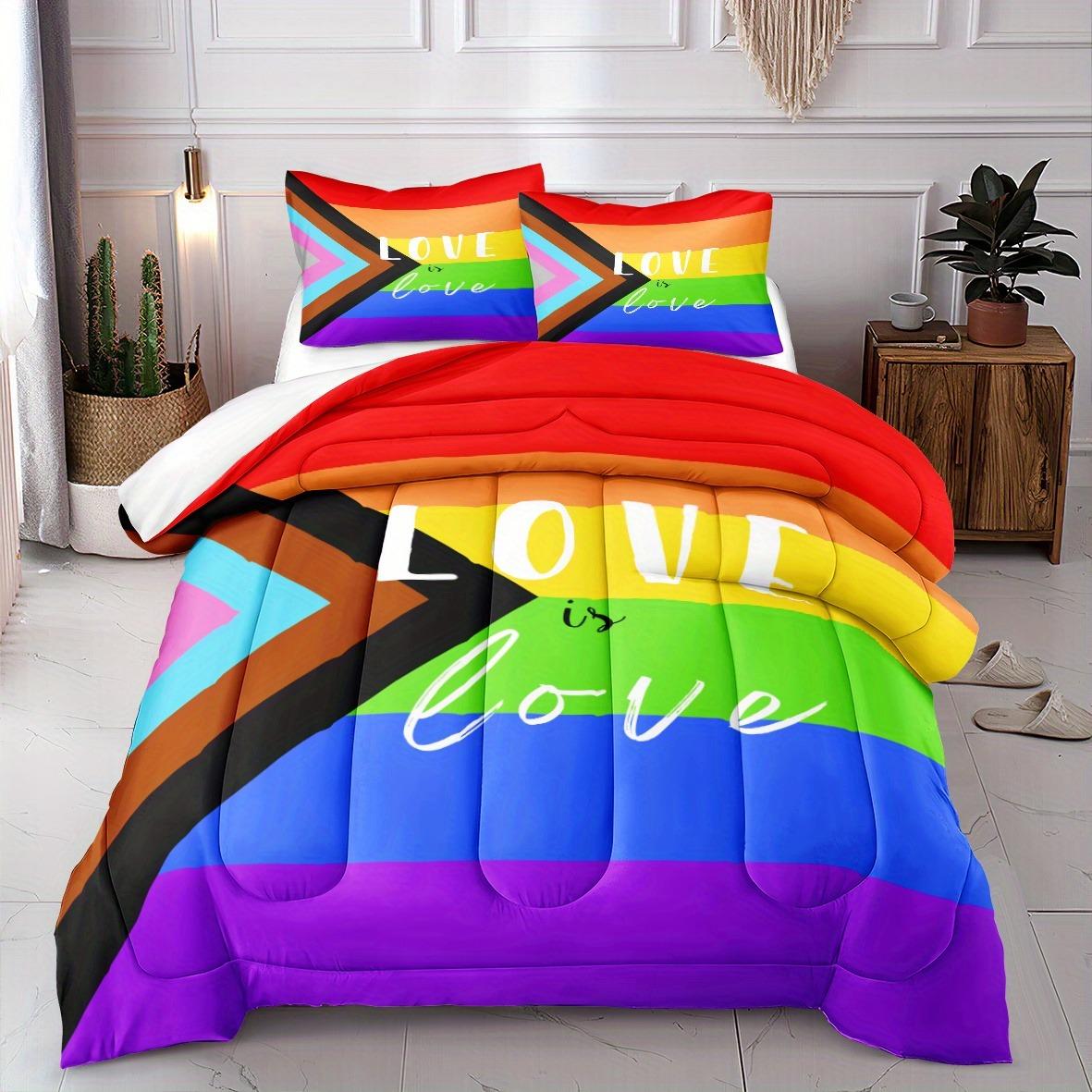 

Rainbow Love is Love Bedding Set 3D Printed Duvet Cover With Pillowcase Twin Queen King Full size Bedclothes Bedroom Decor EU Single 135x200cm