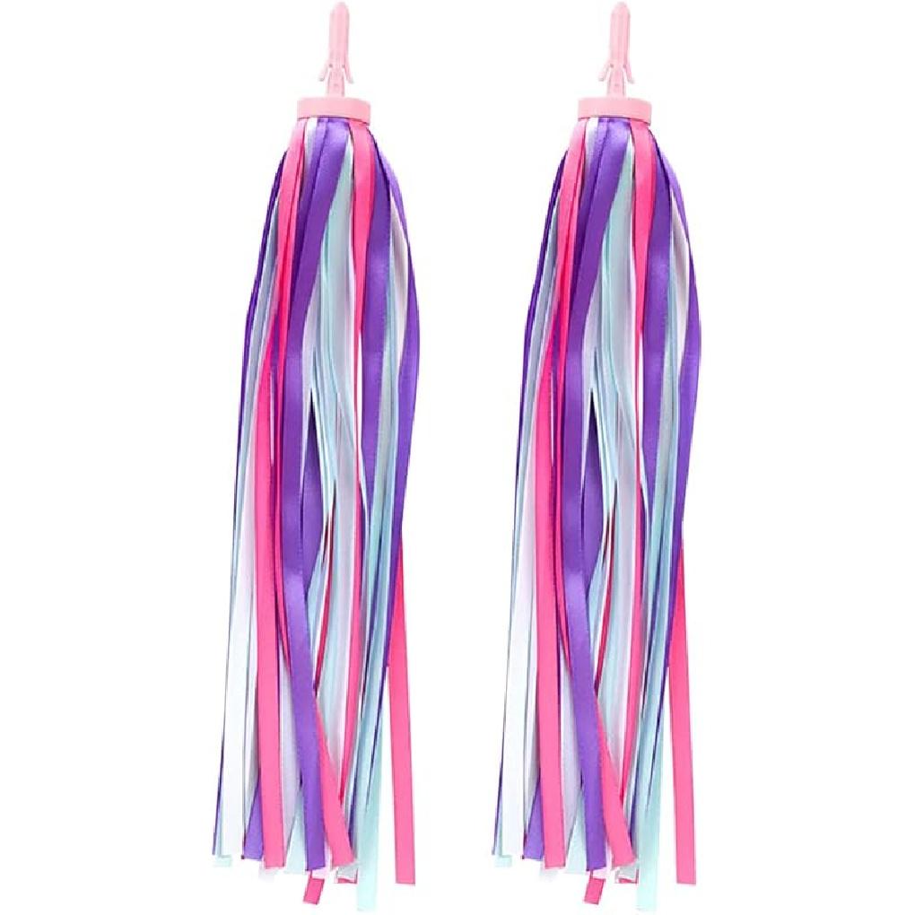 GSHLLO 2 Pcs Bike Handlebar Tassels Scooter Handlebar Streamers Bicycle Grips Ribbon Children Bike Accessories for Girls Boys Purple