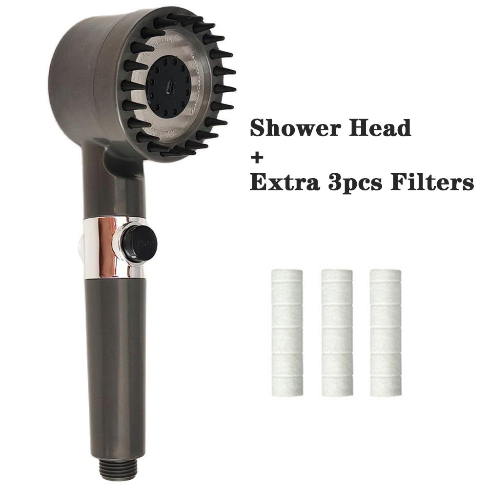3 Modes High Pressure Shower Head Filter Massage Spa Pressurized Shower Set with Hose Rainfall Spray Nozzle Bathroom Accessories
