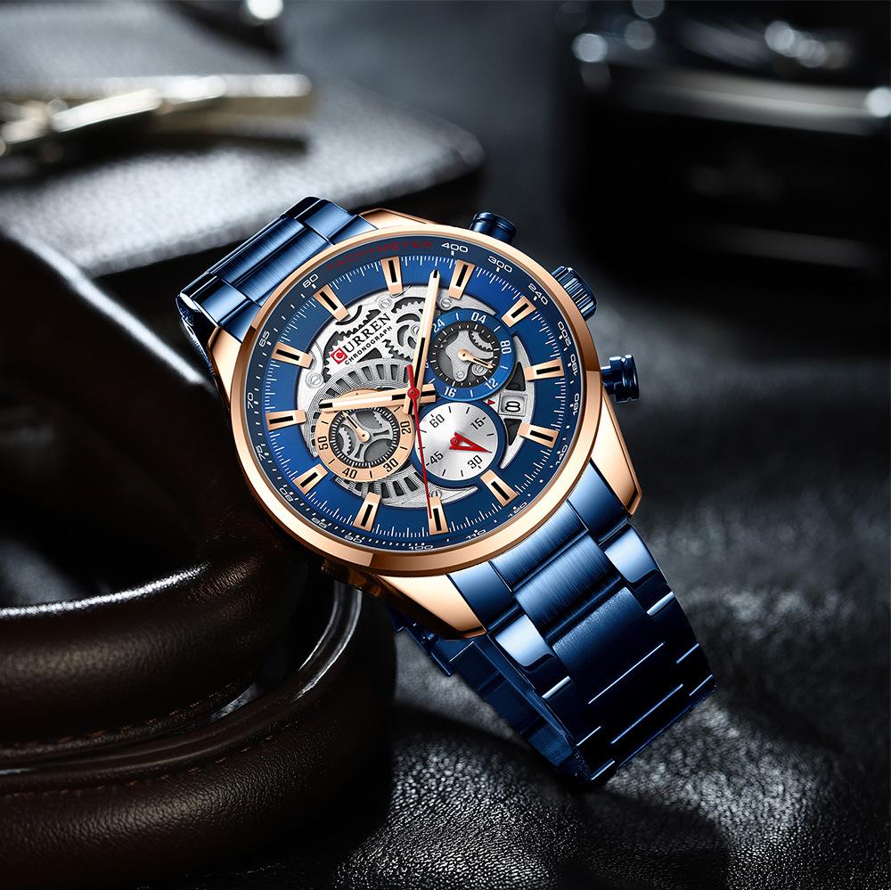 Curren 8391 Men's Sports Casual Quartz Watch with Steel Band and Calendar