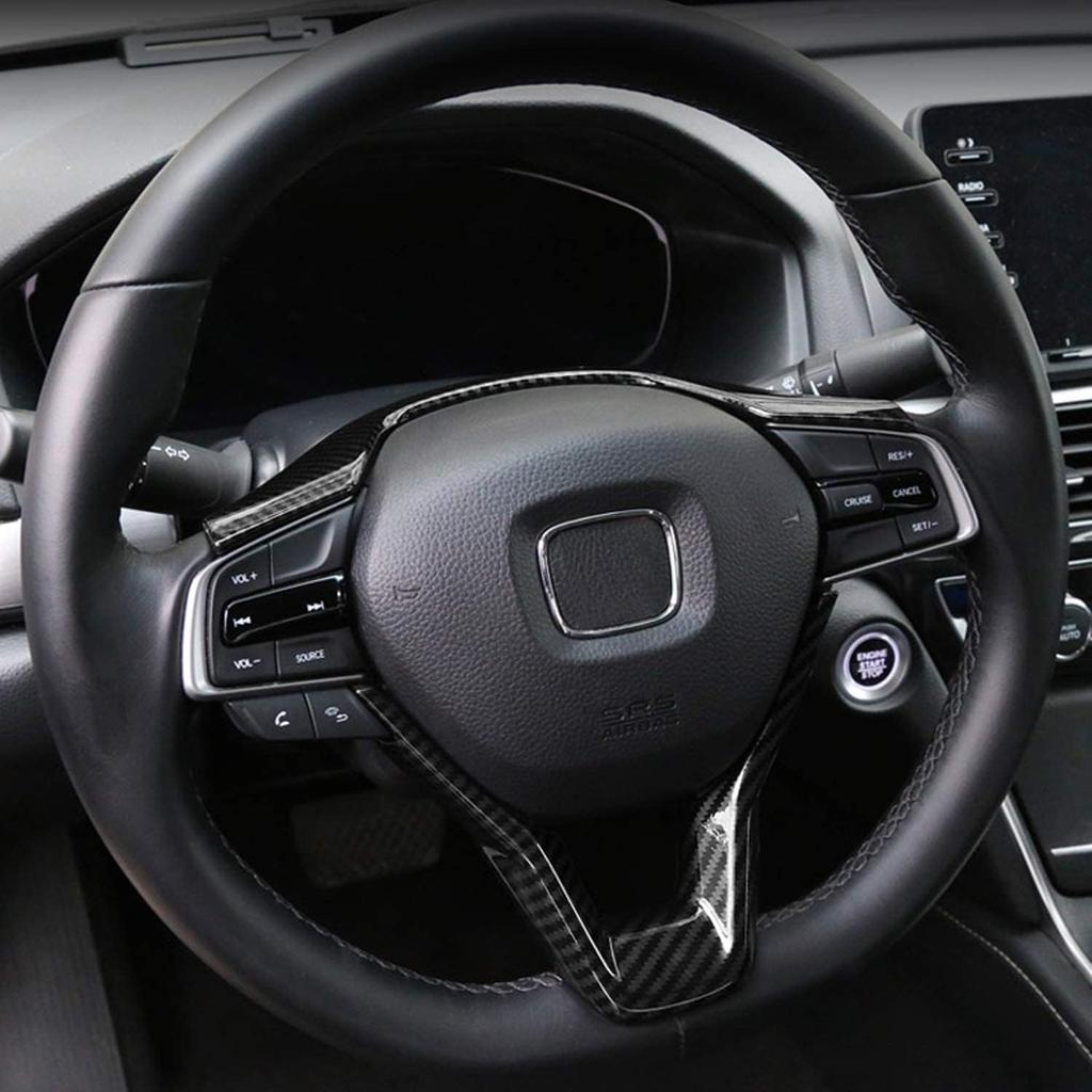For Honda Accord 10Th Gen 2018     ABS Carbon Fiber Steering Wheel Cover Trim, Fit Sedan LX Sport EX-L Touring Hybrid, 2Pcs