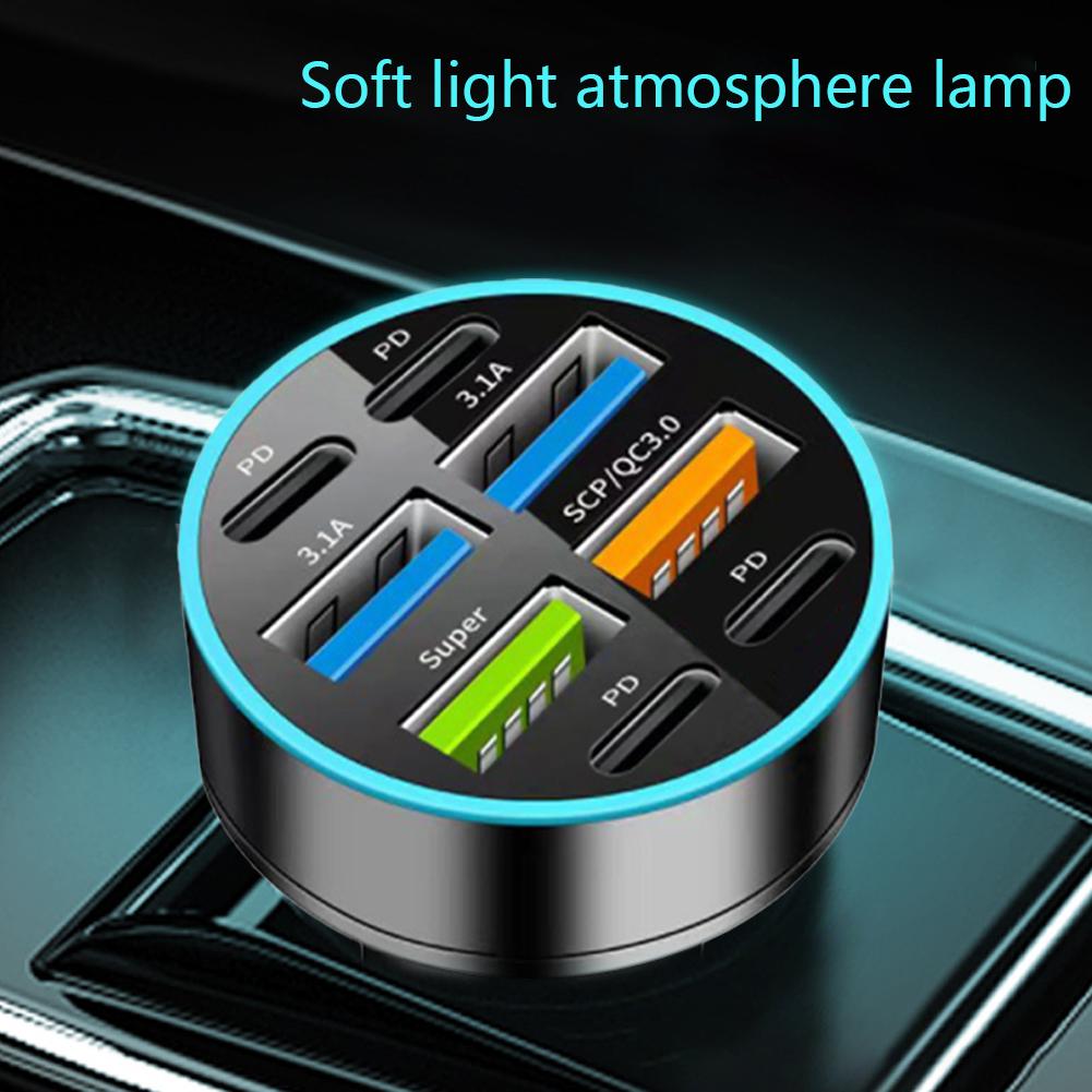 100W USB PD Car Charger Fast Charging Car Phone Adapters Digital Display For IPhone Quick Charger In Car