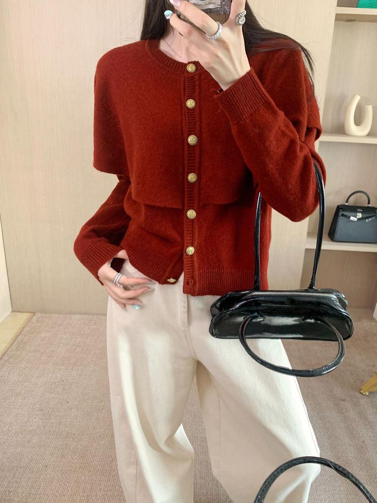 Women's Retro High-End Wool Knit Cardigan Cloak for Spring & Autumn