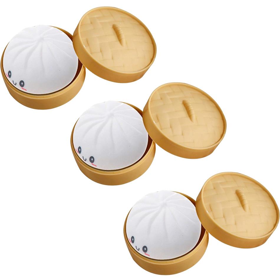 Dumpling Squishies Stress Balls Fidget Sensory Toy Squeeze Dough Ball Stress Relief Hand Toy Bun With Food Steamer Stretchy Desk