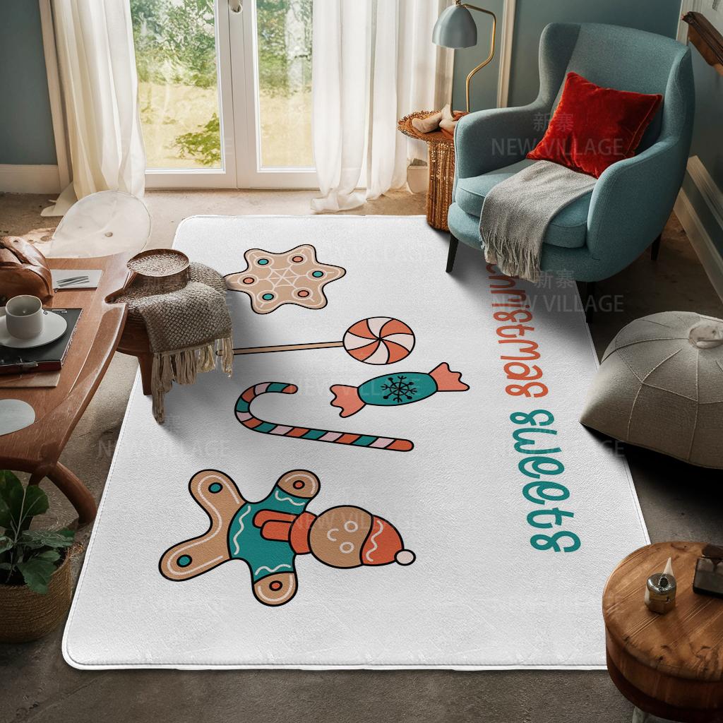 House Entrance Carpet Home Door Mat Living Room Bath Foot Bathroom Non-slip Water Absorption Rugs Bath Merry Christmas Winter