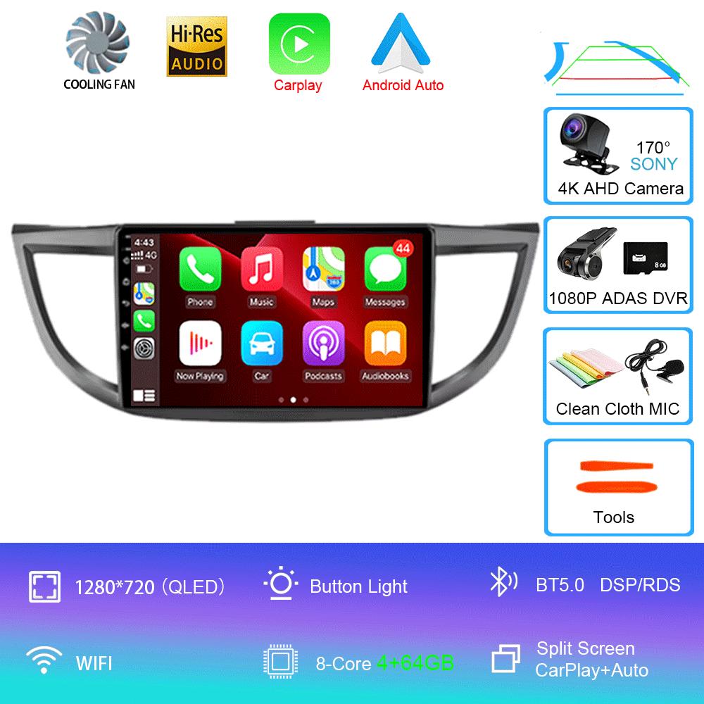 For Honda CRV CR-V 2011 2012 2013 2014 2015 2016 Carplay Android 14 Radio Mobil Multimedia Video Player Navigasi GPS 2din Screen