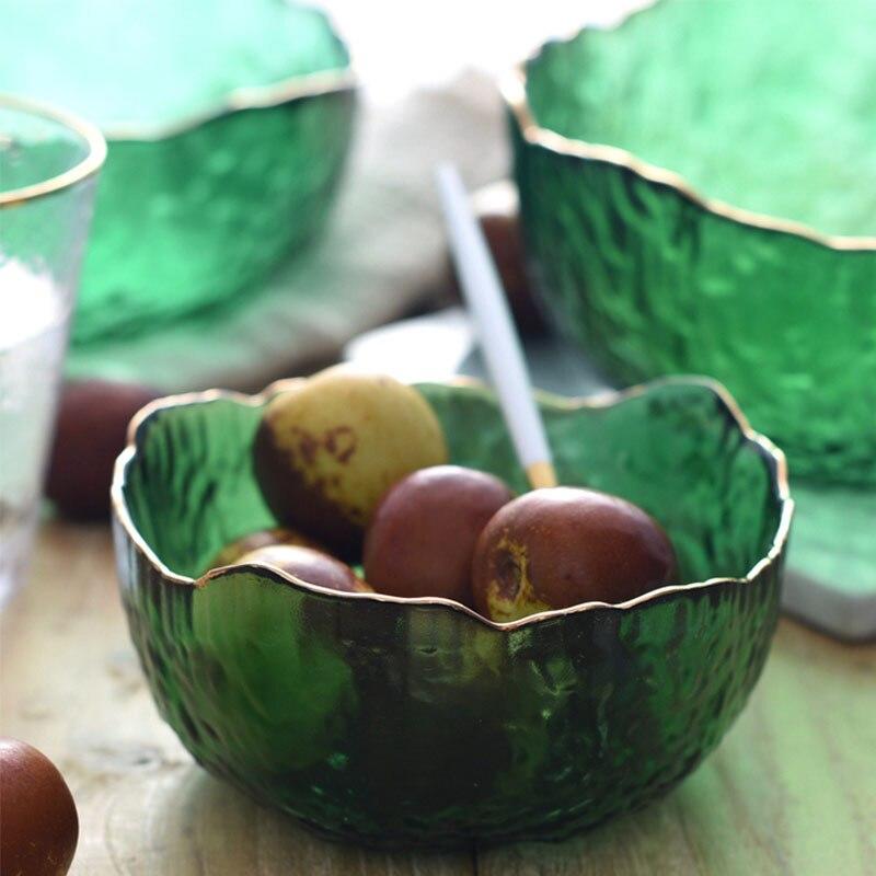 Nordic Vintage Gold Liner Decorative Crystal Dried Fruit Bowl Soup Bowl Glass Ball | Bowls