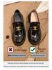 Black Leather British Style Platform Loafers for Women - Height Increasing Slip-on Arc De Triomphe Design
