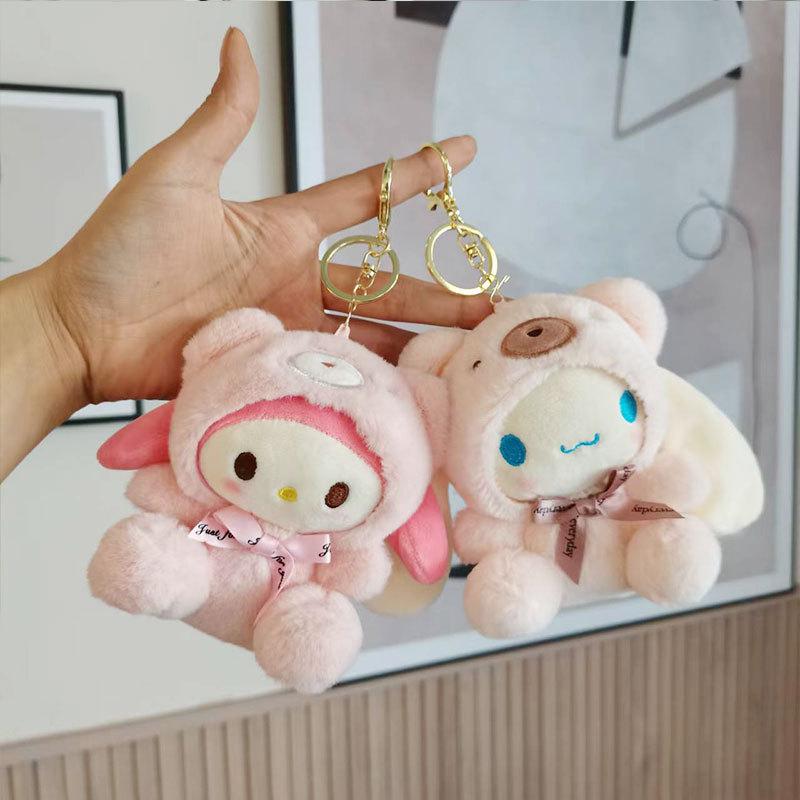 Sanrio Cute Plush Keychain for Children Hello Kitty Bag Pendant Kuromi Cartoon KeyChain Backpack Decoration Gifts for Kids Toy