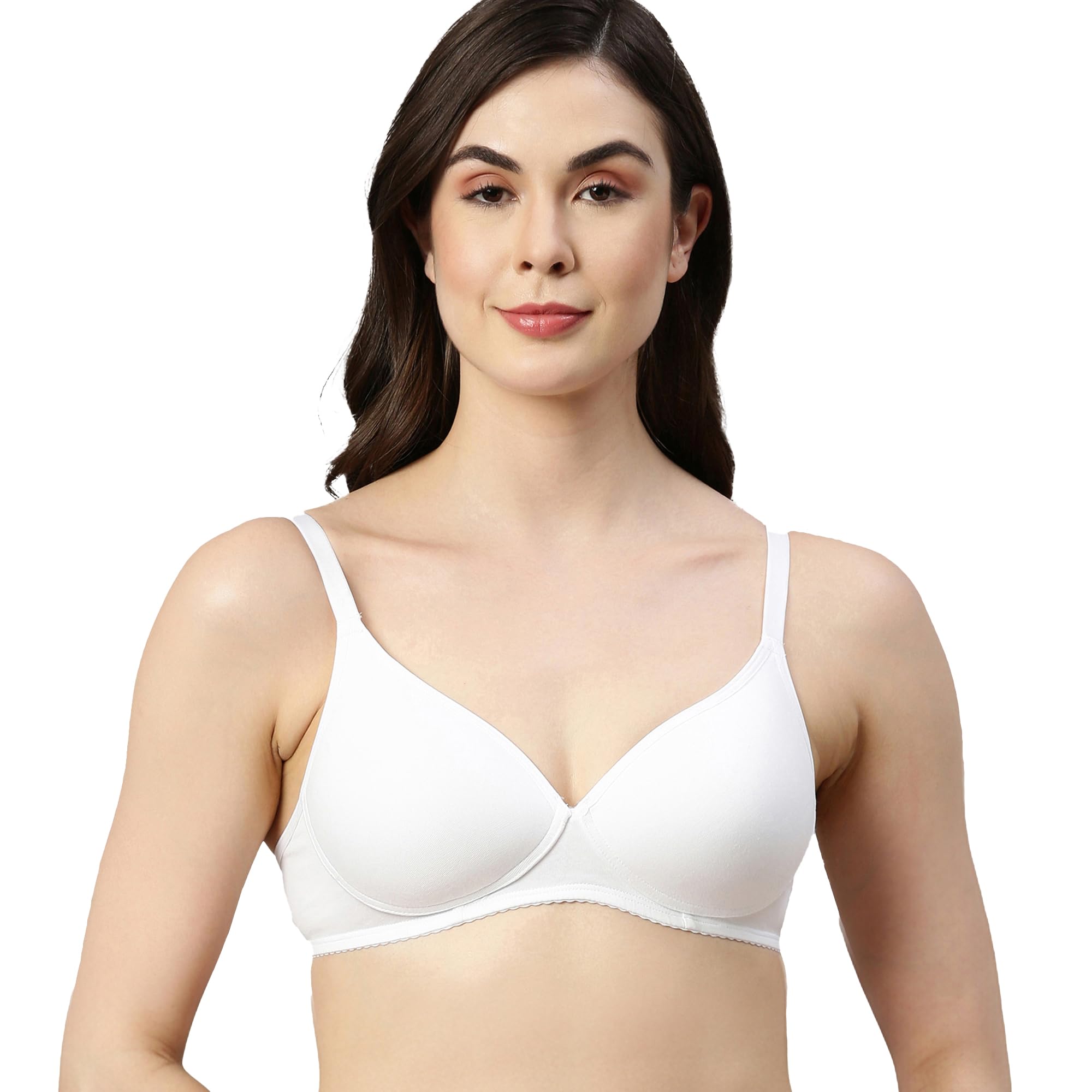 

Enamor A039 Perfect Coverage Supima Cotton T-Shirt Bra- Padded Wirefree & Medium Coverage WHITE 36D