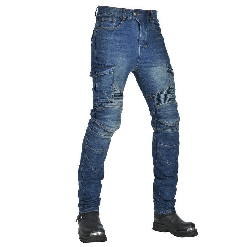 Mens Motorcycle Riding Pants With Integrated Protection Pads All-Season Stretch Cotton Biker Trousers Street Track Use