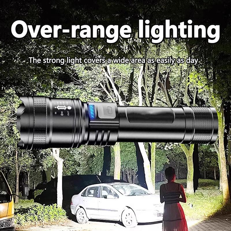 Ultra Bright Lantern Super Powerful Led Flashlight Zoom Tactical Torch Built-In Battery Usb Rechargeable Waterproof Lamp