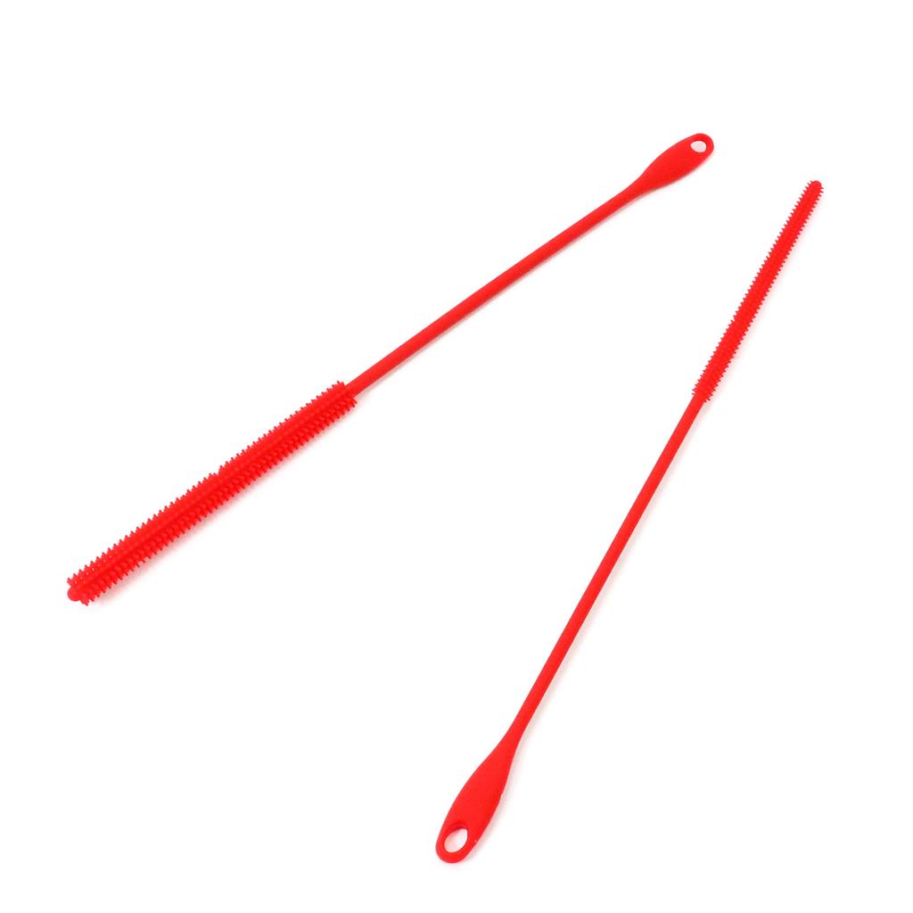 2Pcs Silicone Straw Brushes, Extra Long Straw Cleaning Brush Reusable Travel Drinking Bottle Straw Cleaner Bendable