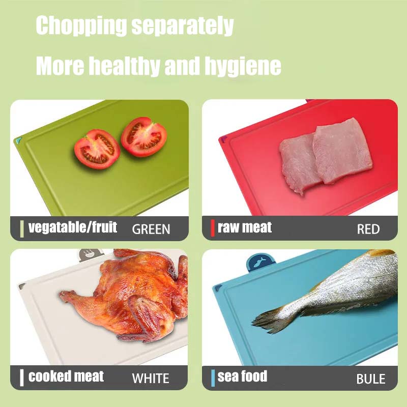 4+1-teiliges Set Klassifizierung Schneidebrett Lebensmittelqualität PP Schneidebrett-Set Kombination Anti-Schimmel-Schneidebrett Obstbrett Hygiene Küchenwerkzeug