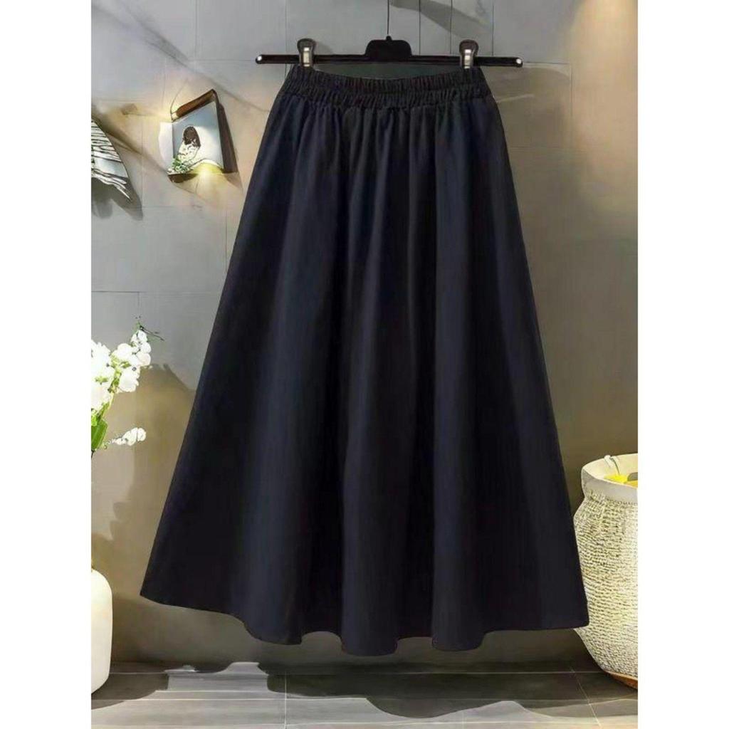 Petite White A-Line High-Waisted Mid-Length Skirt for Spring and Autumn - Plus Size Available