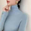 Women's Slim-Fit High-Neck Seamless Wool Base Layer Shirt, Autumn/Winter, Ruched Neck, Knitted Sweater.