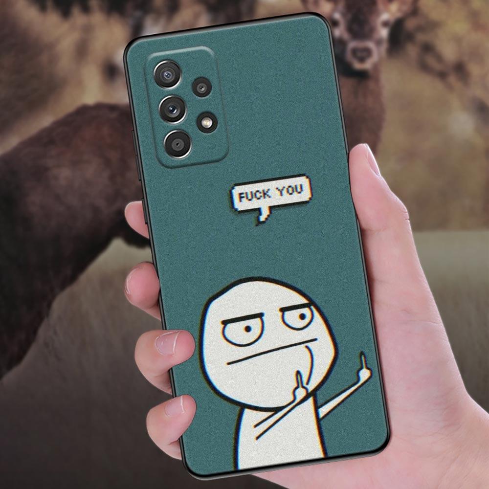 Funny Man Middle Finger Phone Cover Galaxy A53 5G Case For Samsung A54 A52 A52S A51 A71 A73 A72 A41 A42 A91 A32 A33 Black Cases
