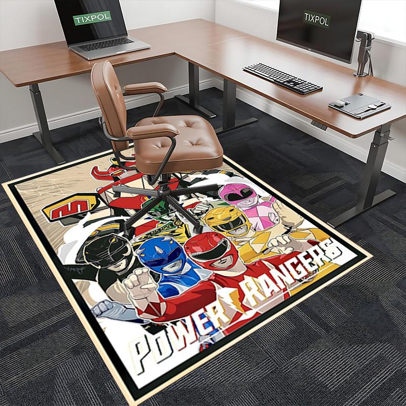 1pc Power Rangers Office Chair Mat - Anime Cartoon Design, Non-Slip Carpet for Home Decor, Suitable for All Seasons, Ideal Gift for Fans.T083