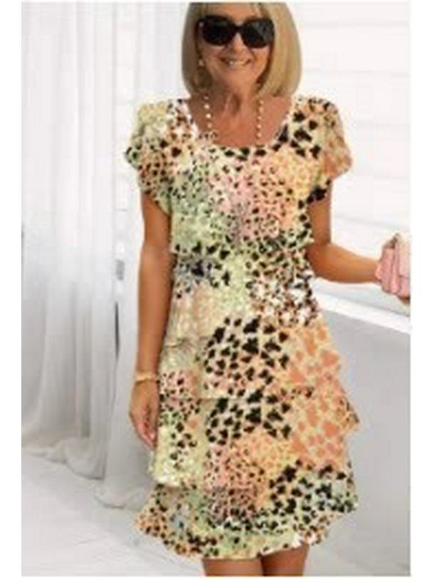 Europäisches und amerikanisches 3D-Druck Kurzarm Chiffonkleid