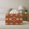 2D Flat 1pc Southwestern Tribal Decorative Tissue Holder, Reusable And Washable, Featuring a Central Diamond Earthtone Stripe Pattern for Use On Dinin
