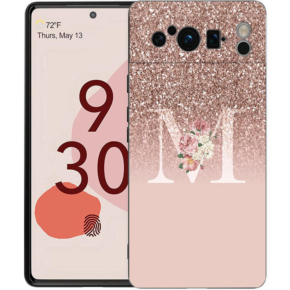 

Чехол для телефона Letter Pink Shiny M R для Google Pixel 9 8 7 6 Pro XL 8A 6A 7A 5G Мягкий ударопрочный ТПУ Черный Чехол Fundas Pixel 8A
