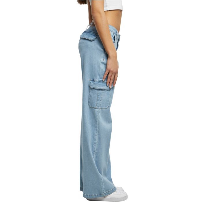 Urban Classics Ladies - High Waist Denim Cargo Jeans