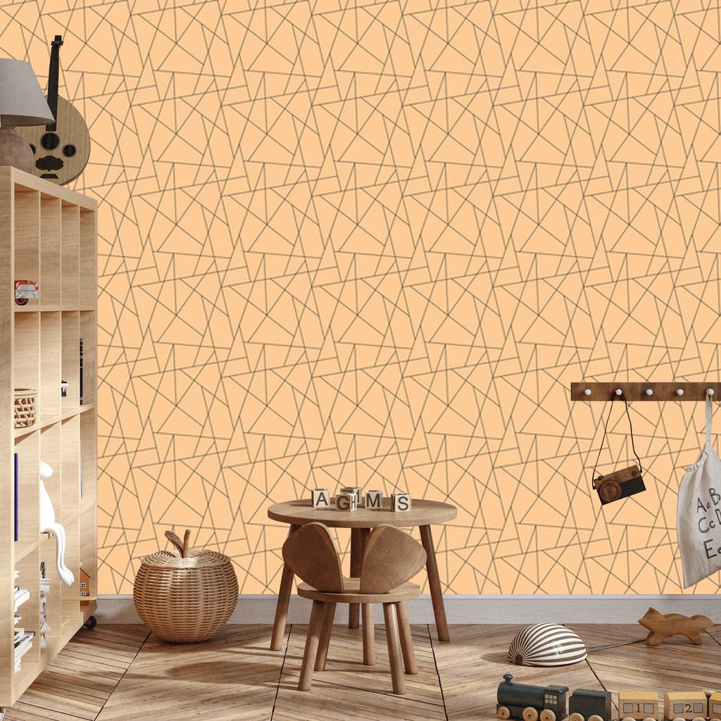Geometric Pattern Wallpaper Cream and Gold for Living Room and Bedroom 50x1000