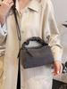 Korean Style Chic Denim Pleated Embroidered Crossbody Bag for Women