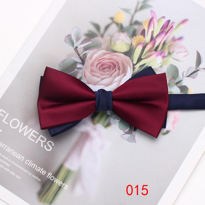 Solid Color Matching Double-Layer Bow Tie Men'S Business British Style Suit Accessories Wedding Bow Tie
