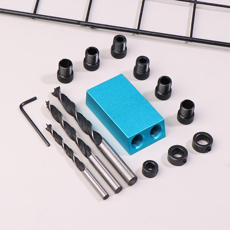 Woodworking Oblique Pocket Hole Locator Jig Kit 15 Degree Angle Drill Guide Set Hole Puncher Diy Carpentry Tools Drill Bits
