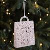 Plastic Glitter Pink Christmas Ornament Snowflake Candy Bell Decoration Dragonfly Bow Plastic Snowflake Ornament Holiday
