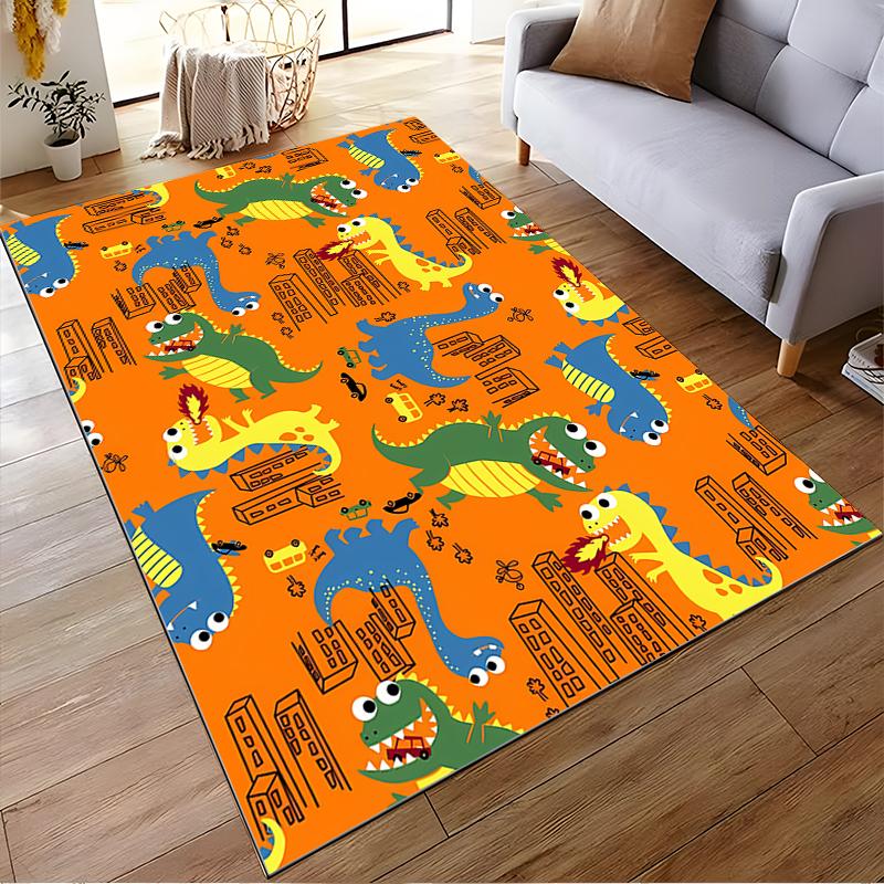 Colorful Cartoon Dinosaur Pattern Kids Carpet for Playroom Decor Suitable for use as an anti-slip for living room bedroom sofas