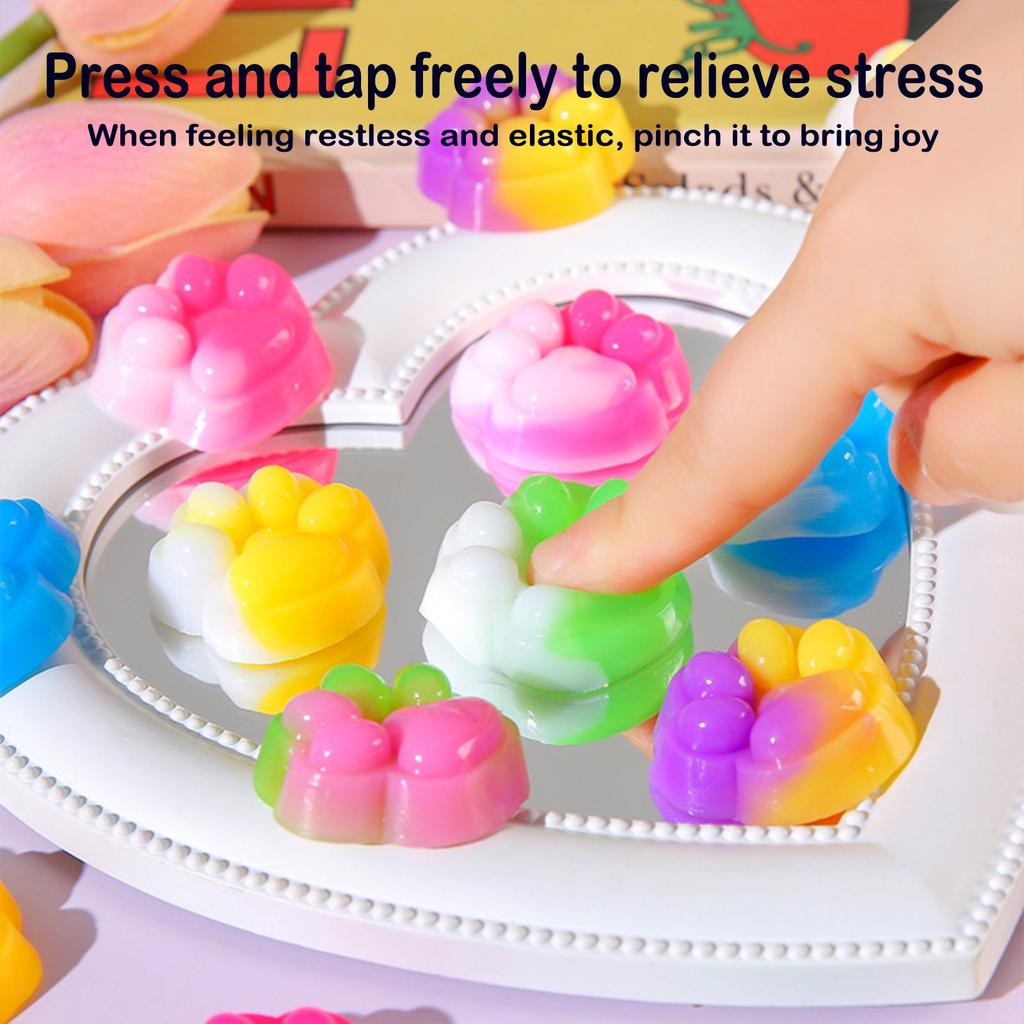 Mini Cute Cat Paw Soft Rubber Toys Soft Squeeze Animal Paw Toys With Glitter Confetti And Heart Details Birthday Gifts