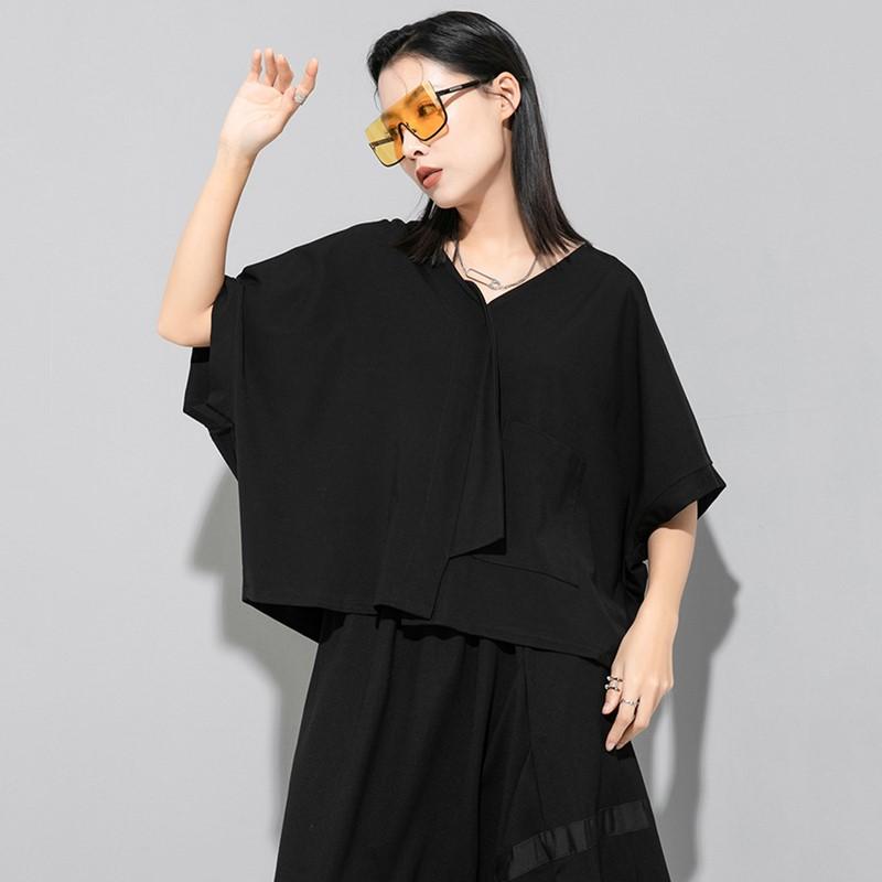 T-shirt casual larga vintage a maniche corte da donna per l'estate