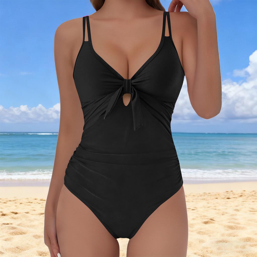 Women's Color-blocked Backless One-piece Swimsuit
