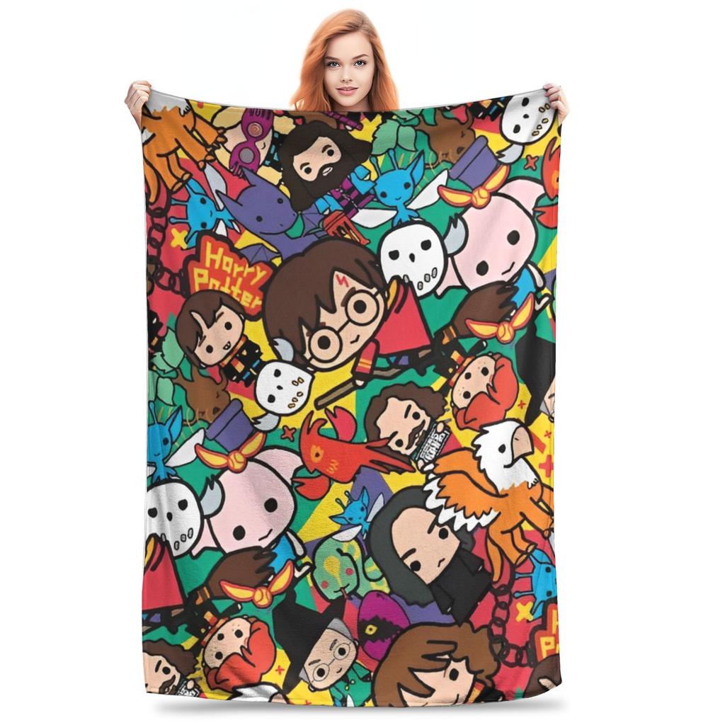 Magical Fantasy World HP Cartoon Blanket Multi-size Super Soft Cozy Throw Blankets for Couch Sofa and Bed