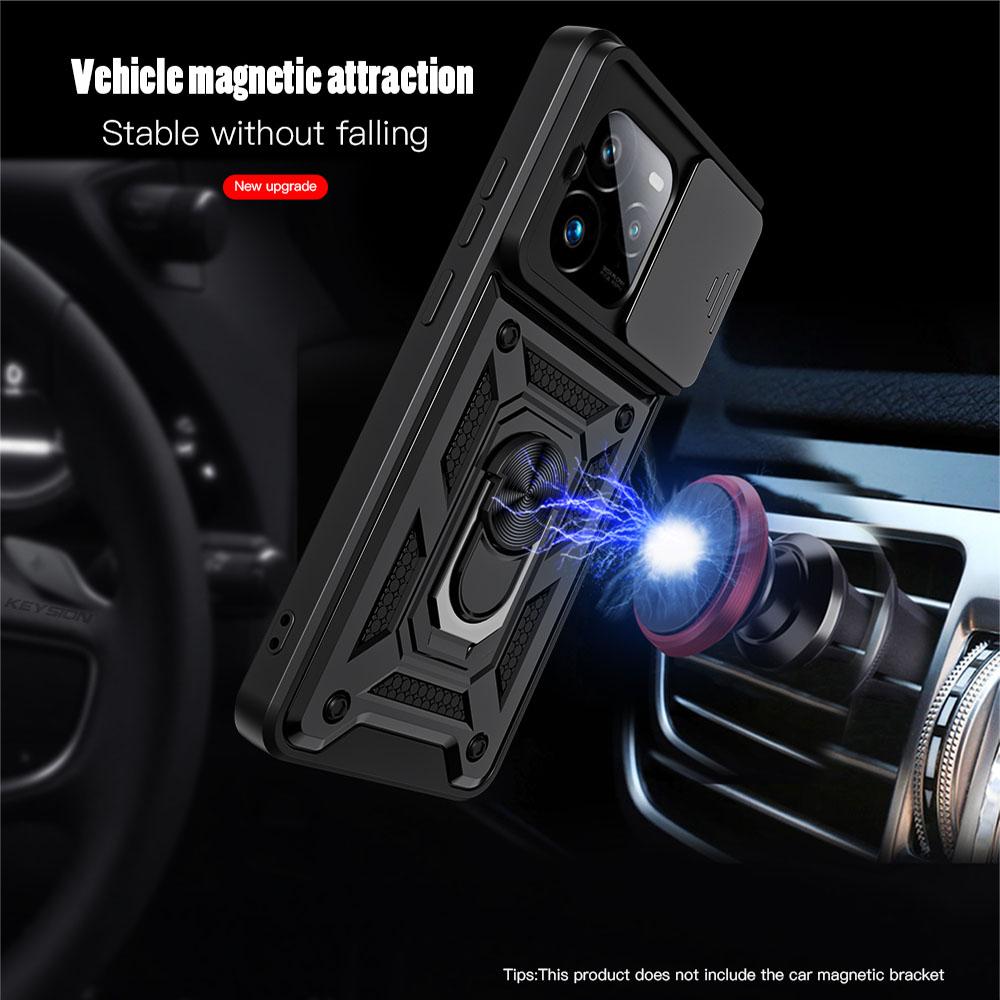 KEYSION Shockproof Armor Case for Realme GT 7 Pro Slide Camera Lens Protection Ring Stand Phone Cover for OPPO Realme GT 7 7T 5G