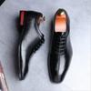Movechain Men Leather Dress Business Office Derby Shoes Mens Wedding Party Oxfords Shoes Men'S Fashion Square Toe Lace-Up Flats