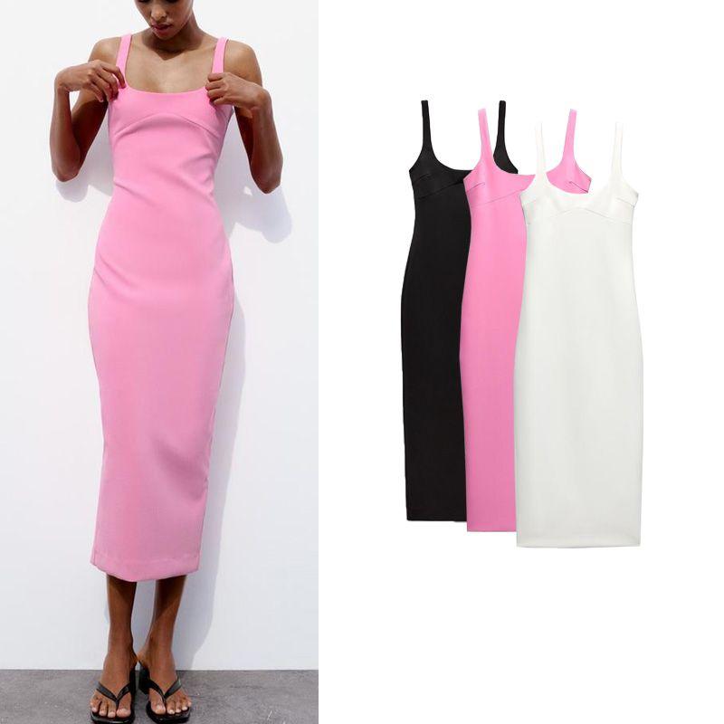 Spring New Women's Fashion Style Simple Graceful Silm Sheath Fit Midi Dress 2289777