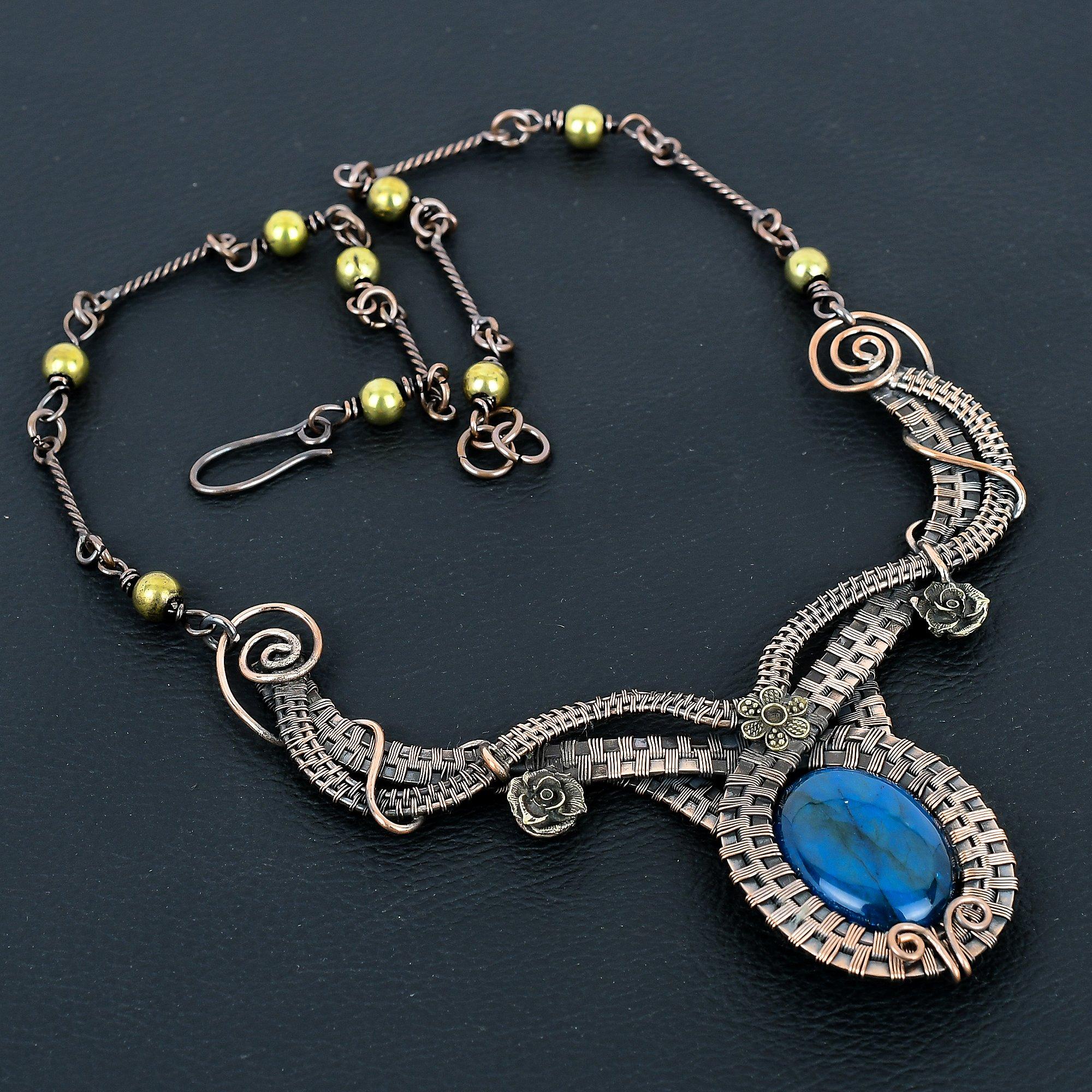 

Ожерелье из раковины абалона, обернутое медной проволокой 999 пробы, регулируемая цепочка, подарок для женщин, ожерелье из драгоценных камней ручной работы