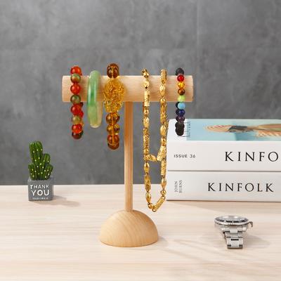T-shaped Wooden Jewelry Display Stand Bracelet Earrings Necklace Watch Jewelry Organizer Holder Stand Keys Storage Rack Hanger