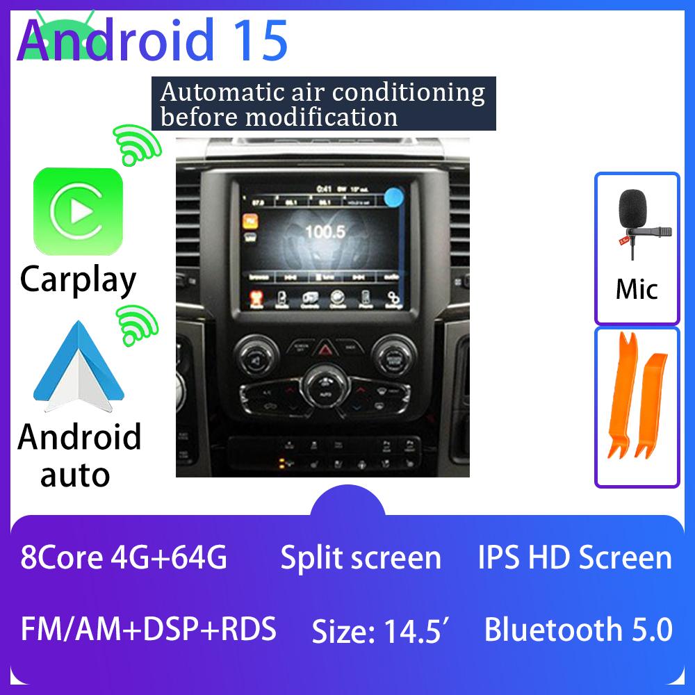 

Android15 For Dodge RAM 1500 2500 3500 2013-2018 Vertical Car Sreen Automatic air conditioning Wireless CarPlay GPS Navigation (as the picture,Eight Core)