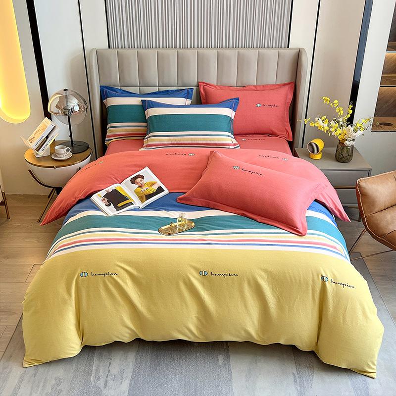 Vierteiliger Bettbezug und Bettbezug aus verdickter, gebürsteter reiner Baumwolle für Herbst und Winter