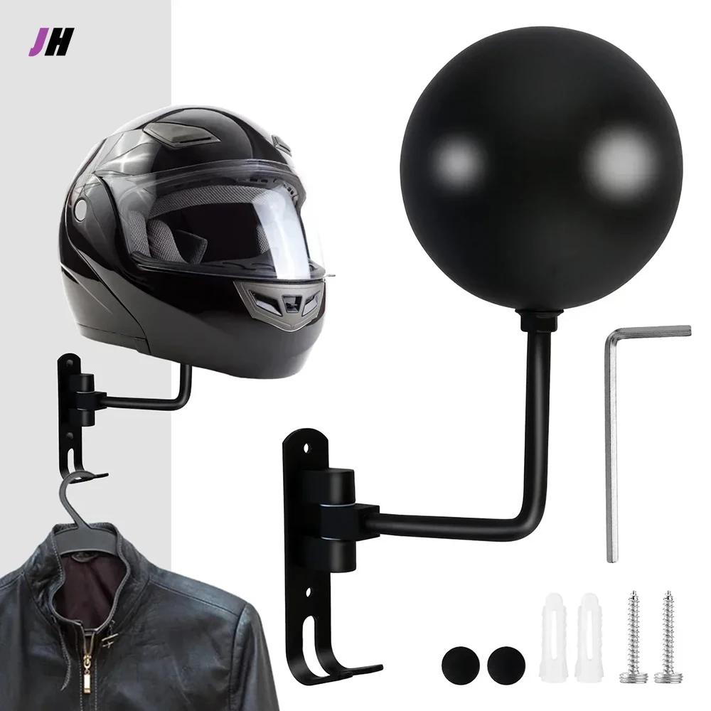 180° Rotating Wall-Mounted Helmet Holder - Aluminum & Stainless Steel, Multi-Purpose Rack for Helmets, Clothes