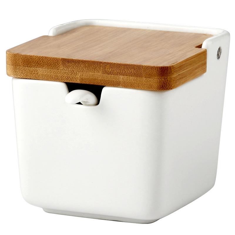 Simple Household Ceramic Seasoning Jar Set Salt and Pepper Storage Oil Pot Kitchen Spice Organizer