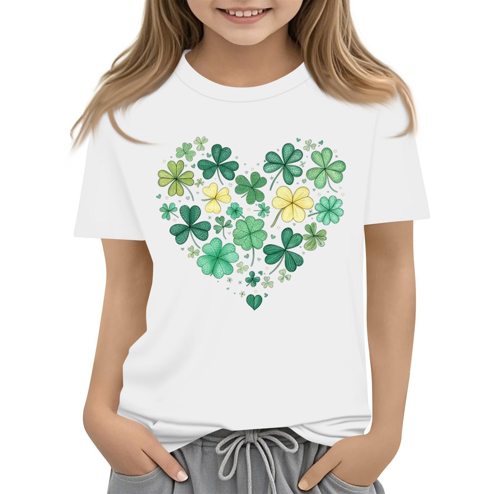 

Детская повседневная футболка с коротким рукавом и круглым вырезом с принтом Святого Патрика 110 белый