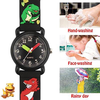 3D Lieflijke Cartoon Dinosaurus Auto Horloge voor Kinderen Waterdicht PVC Horloge voor Meisje en Jongen